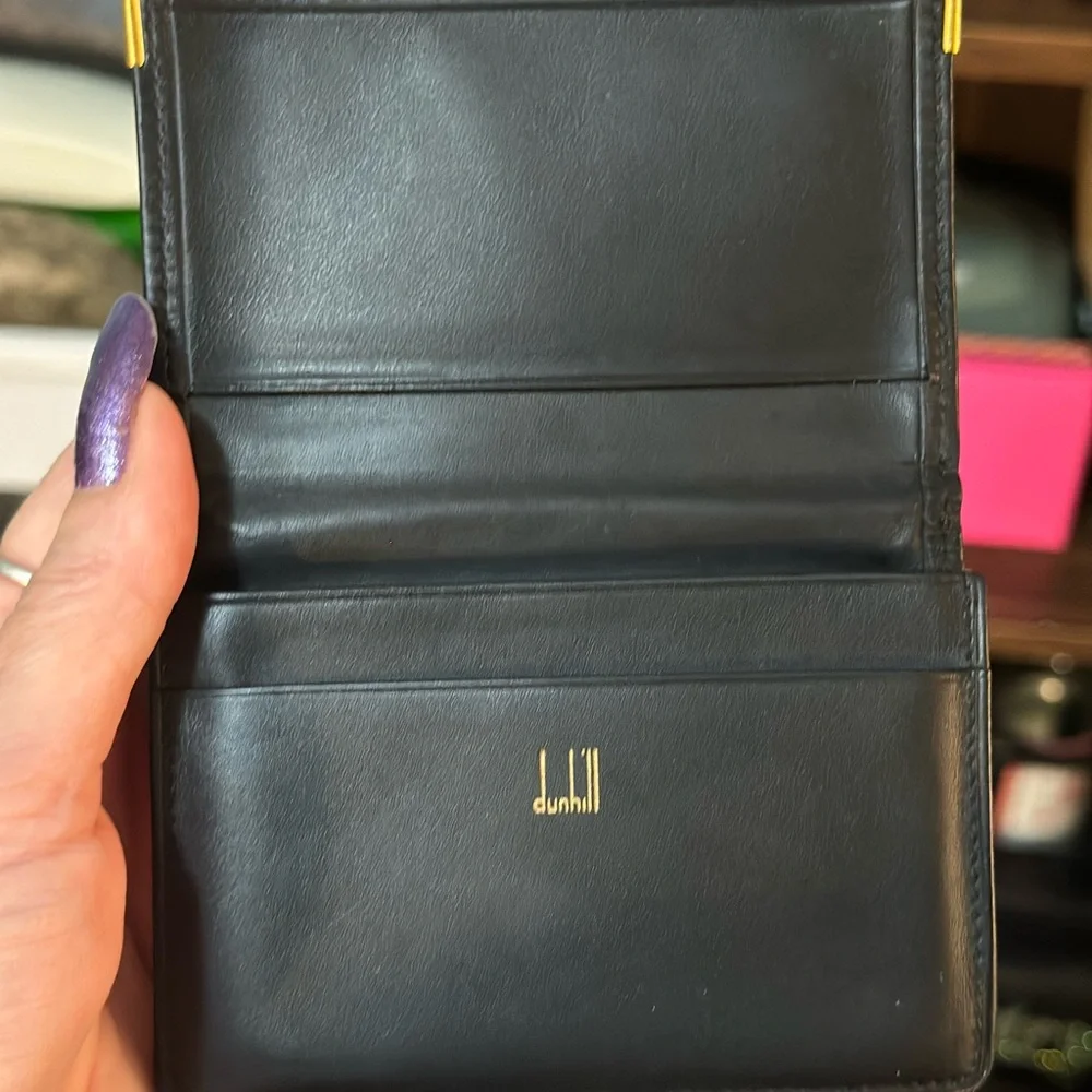 Dunhill vintage Dark Leather Card Holder with Gold Details